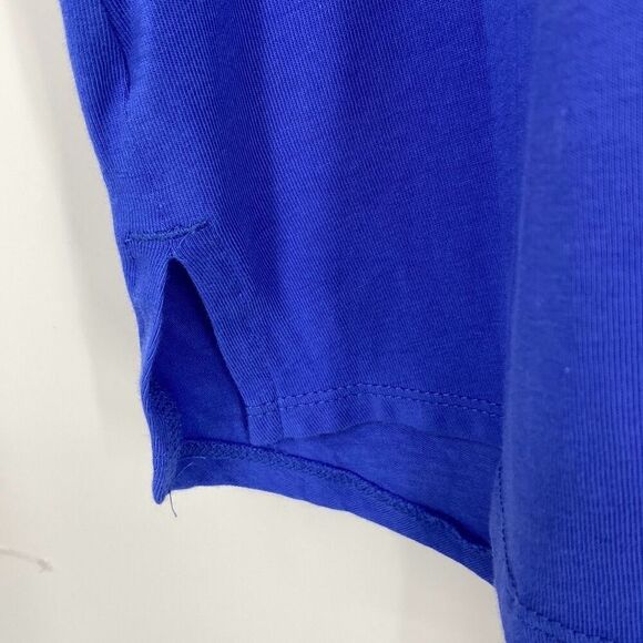 Soft Surroundings Isabel  V-Neck Tee Shirt Tunic Top Side Slits Pima Cotton Blue - Picture 4 of 8